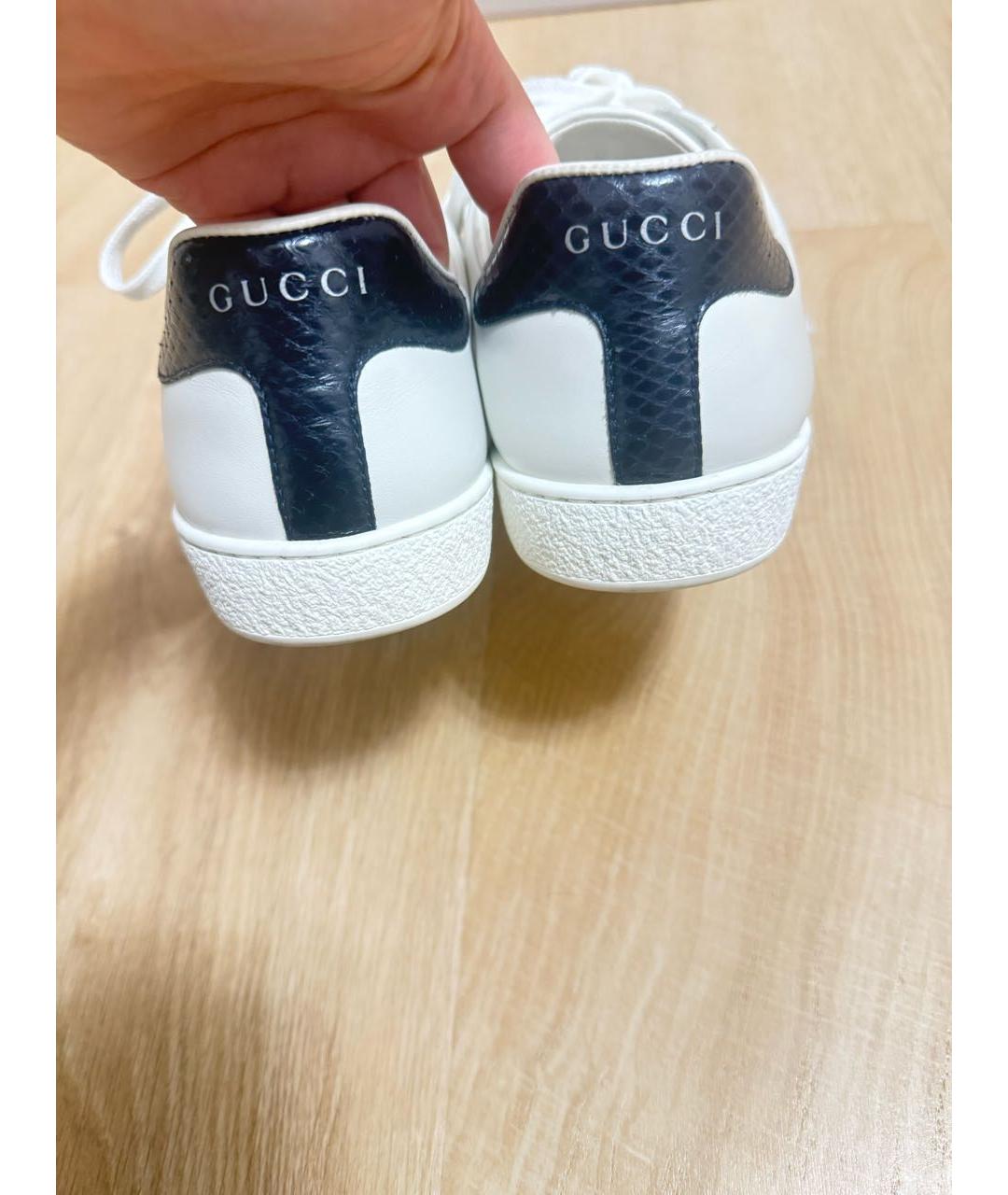 GUCCI Белые кожаные кеды, фото 4