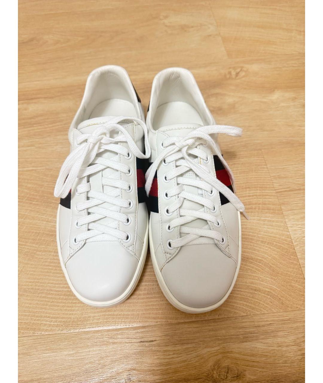 GUCCI Белые кожаные кеды, фото 2