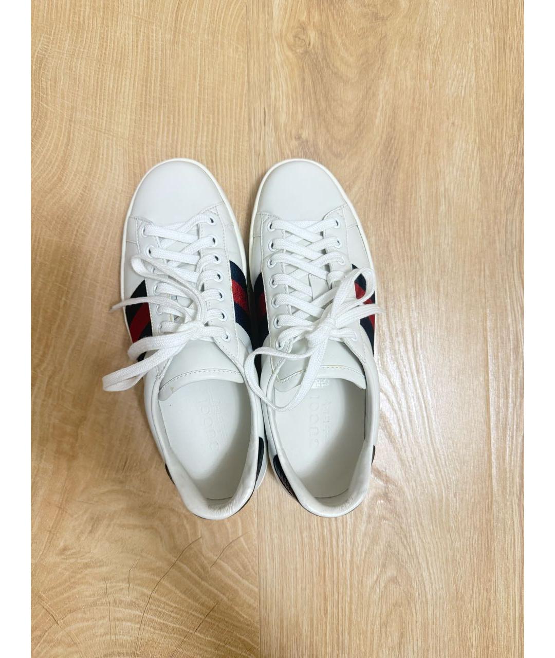 GUCCI Белые кожаные кеды, фото 3
