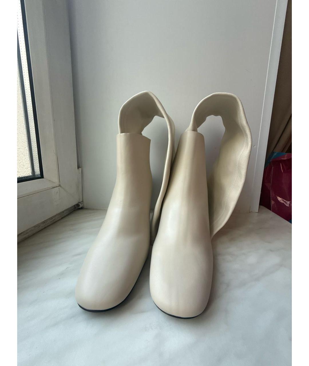 JIL SANDER Бежевые кожаные сапоги, фото 2