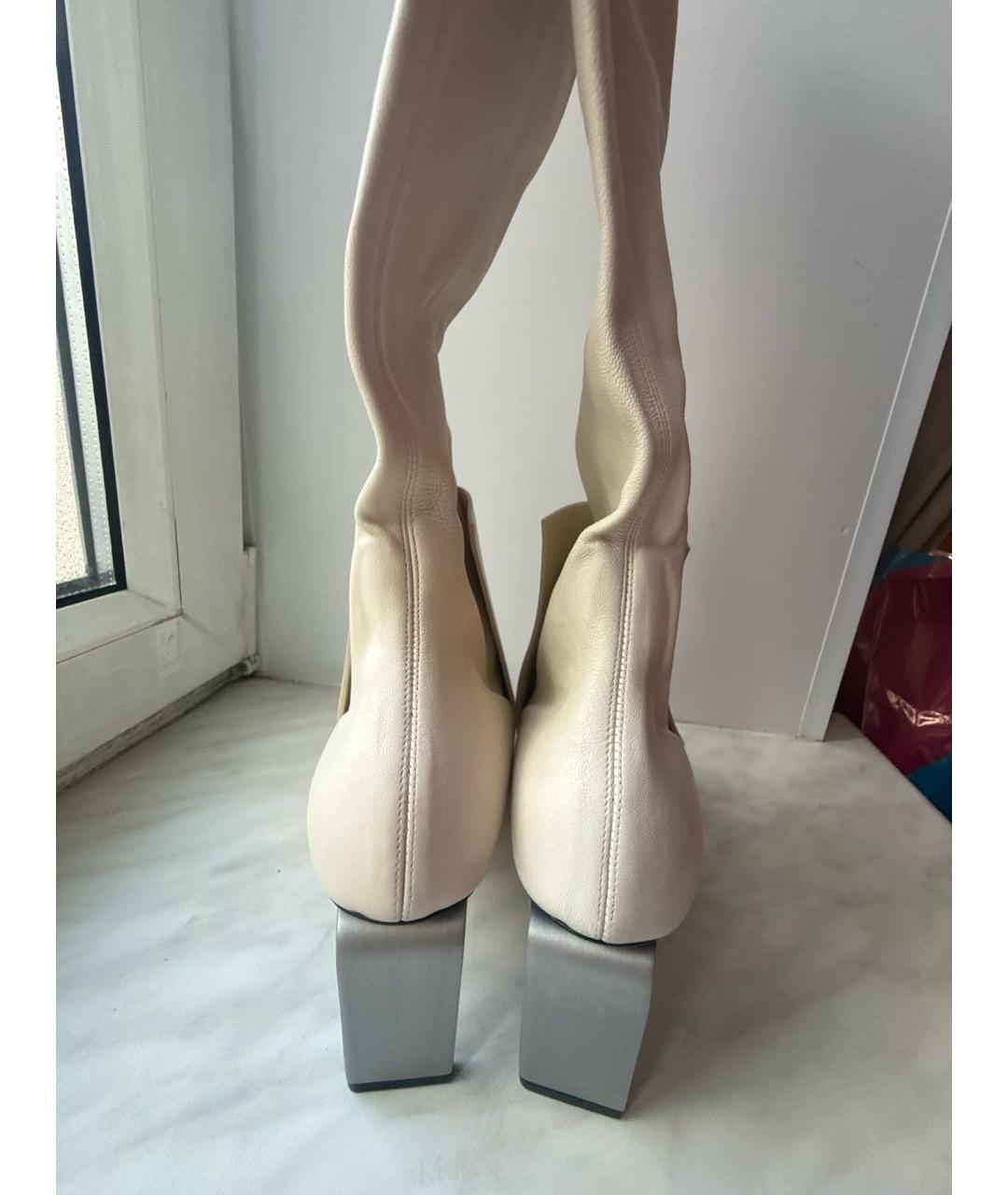 JIL SANDER Бежевые кожаные сапоги, фото 4