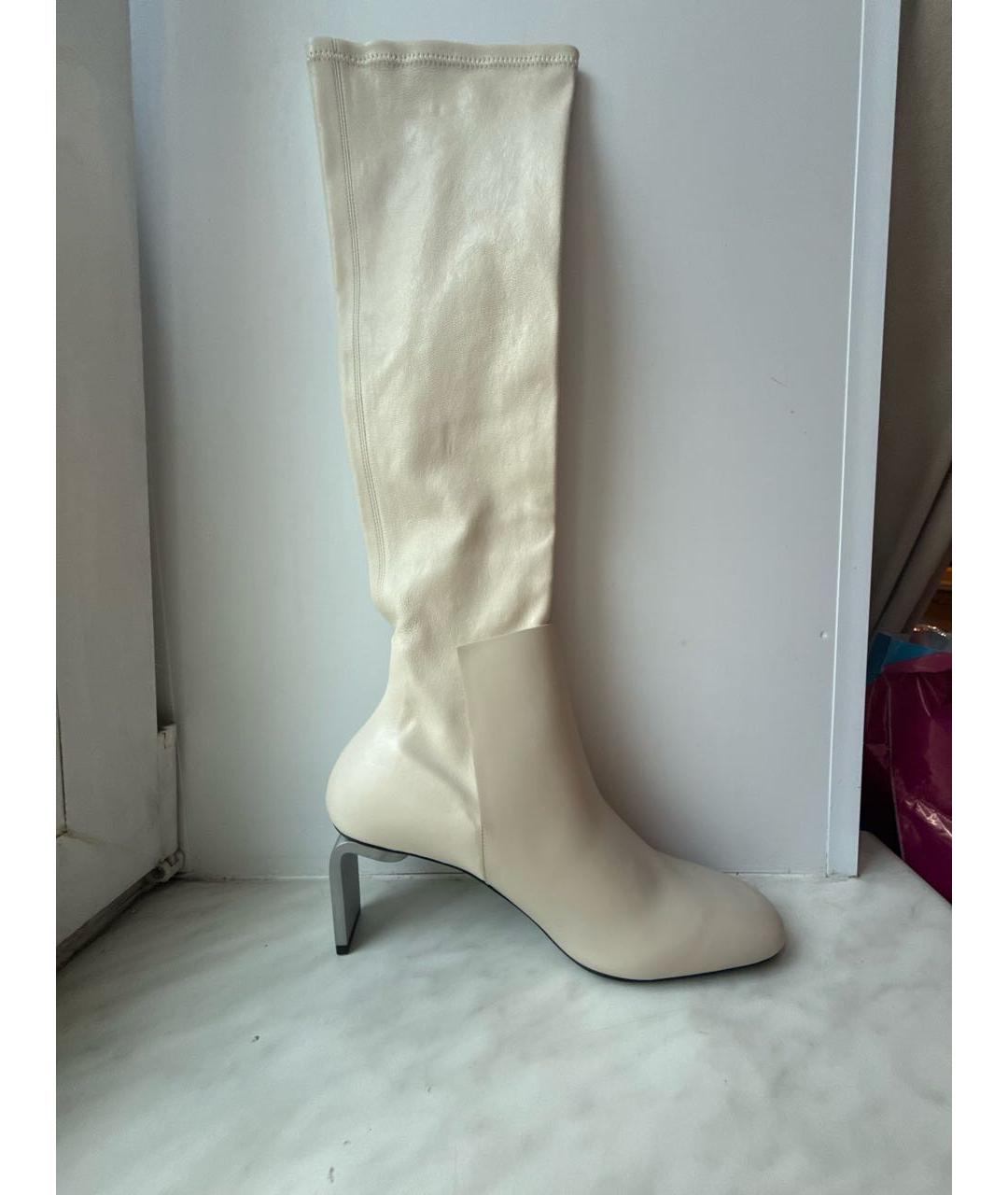 JIL SANDER Бежевые кожаные сапоги, фото 7