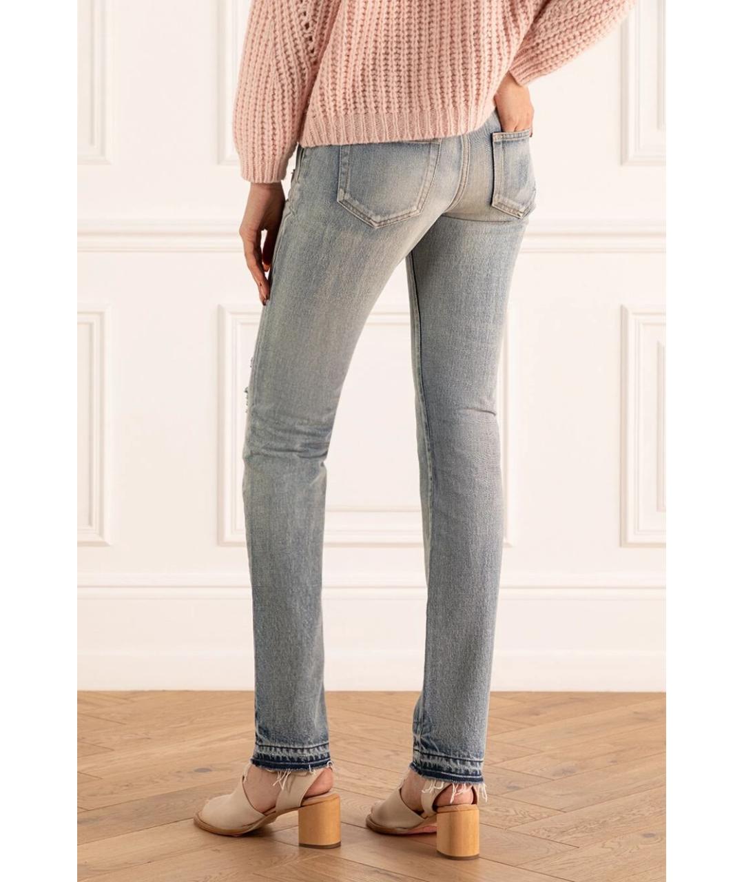 SAINT LAURENT Голубые хлопковые прямые джинсы, фото 3
