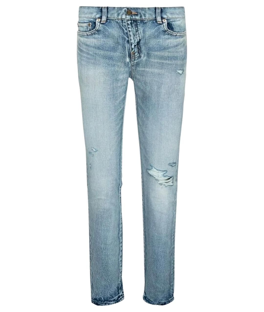 SAINT LAURENT Голубые хлопковые прямые джинсы, фото 1