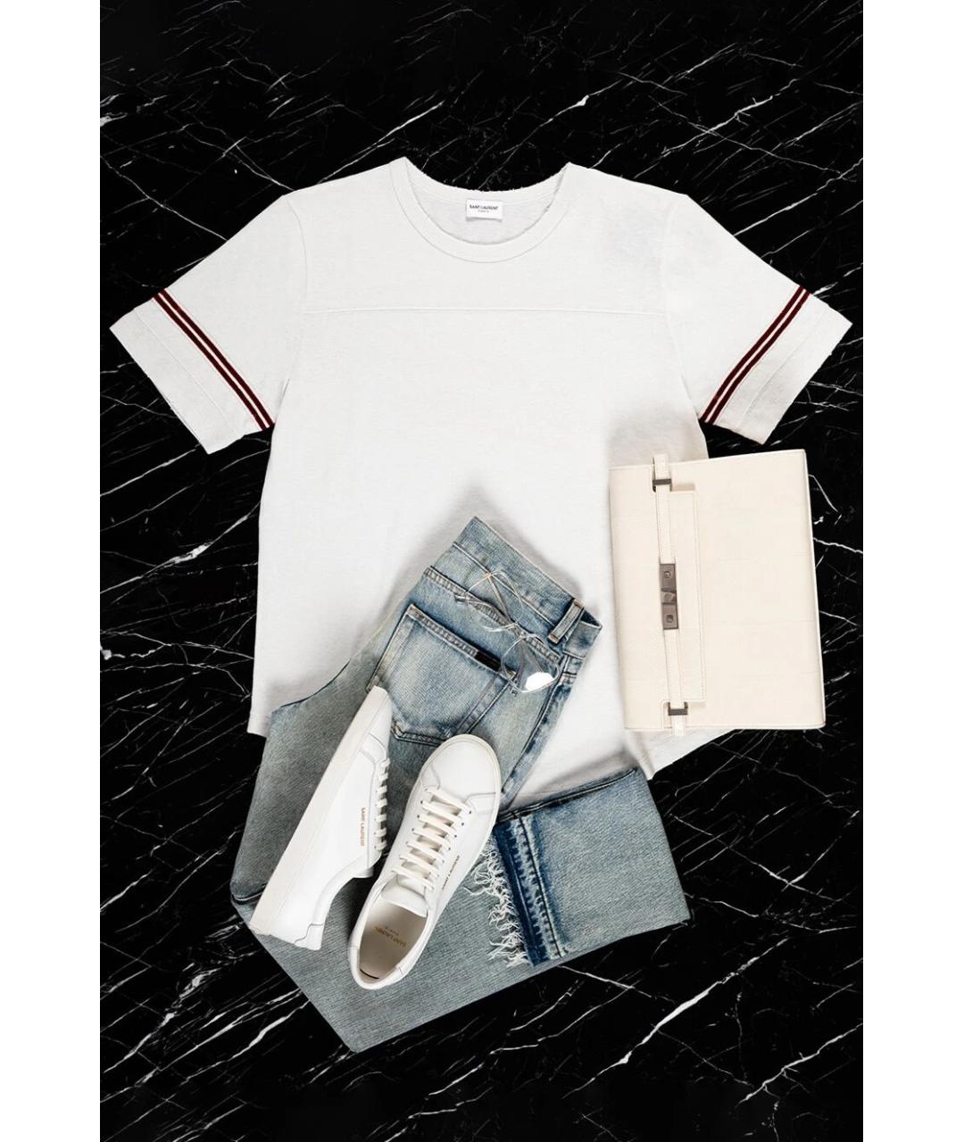 SAINT LAURENT Голубые хлопковые прямые джинсы, фото 7
