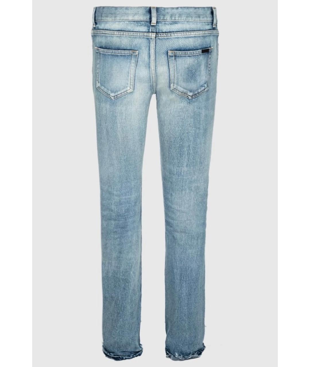 SAINT LAURENT Голубые хлопковые прямые джинсы, фото 6