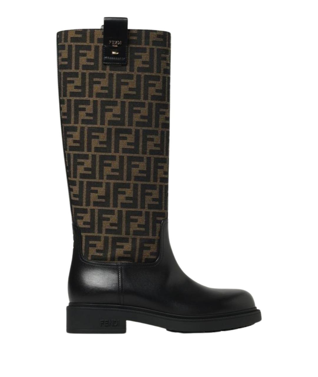 FENDI Коричневые кожаные сапоги, фото 1