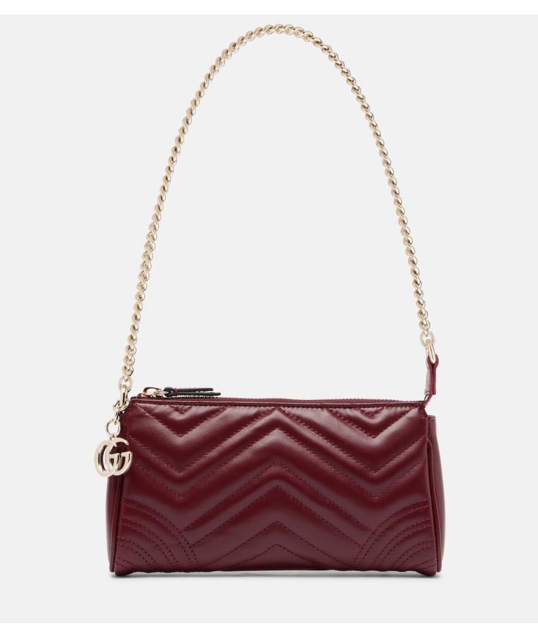 GUCCI Бордовая кожаная сумка с короткими ручками, фото 9