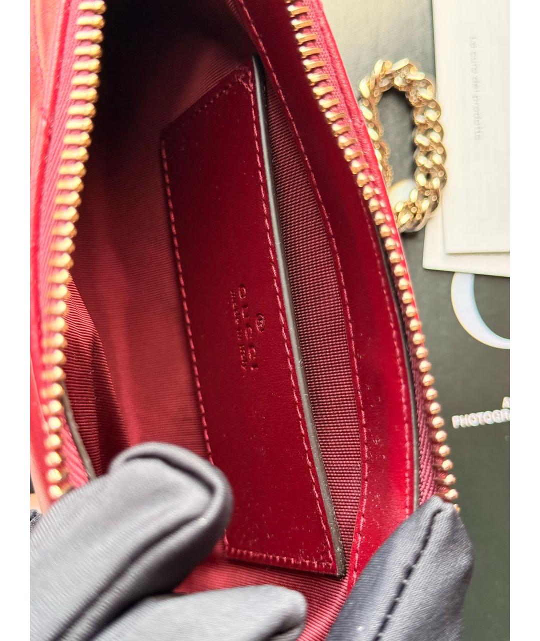 GUCCI Бордовая кожаная сумка с короткими ручками, фото 4