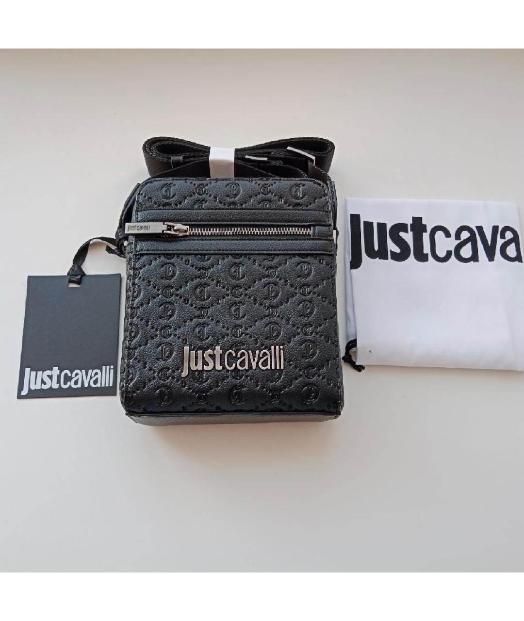 JUST CAVALLI Черная сумка на плечо из искусственной кожи, фото 2