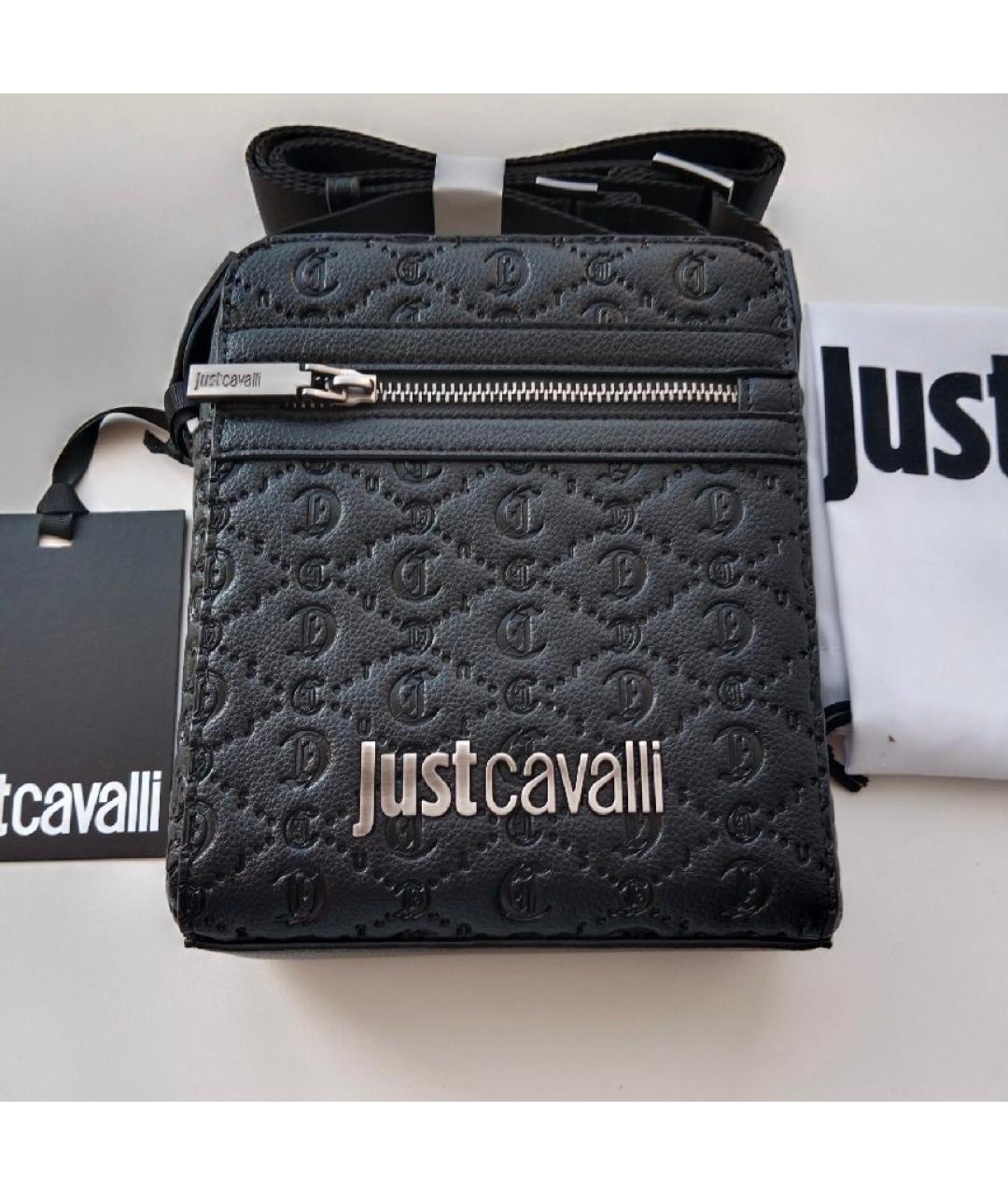 JUST CAVALLI Черная сумка на плечо из искусственной кожи, фото 3