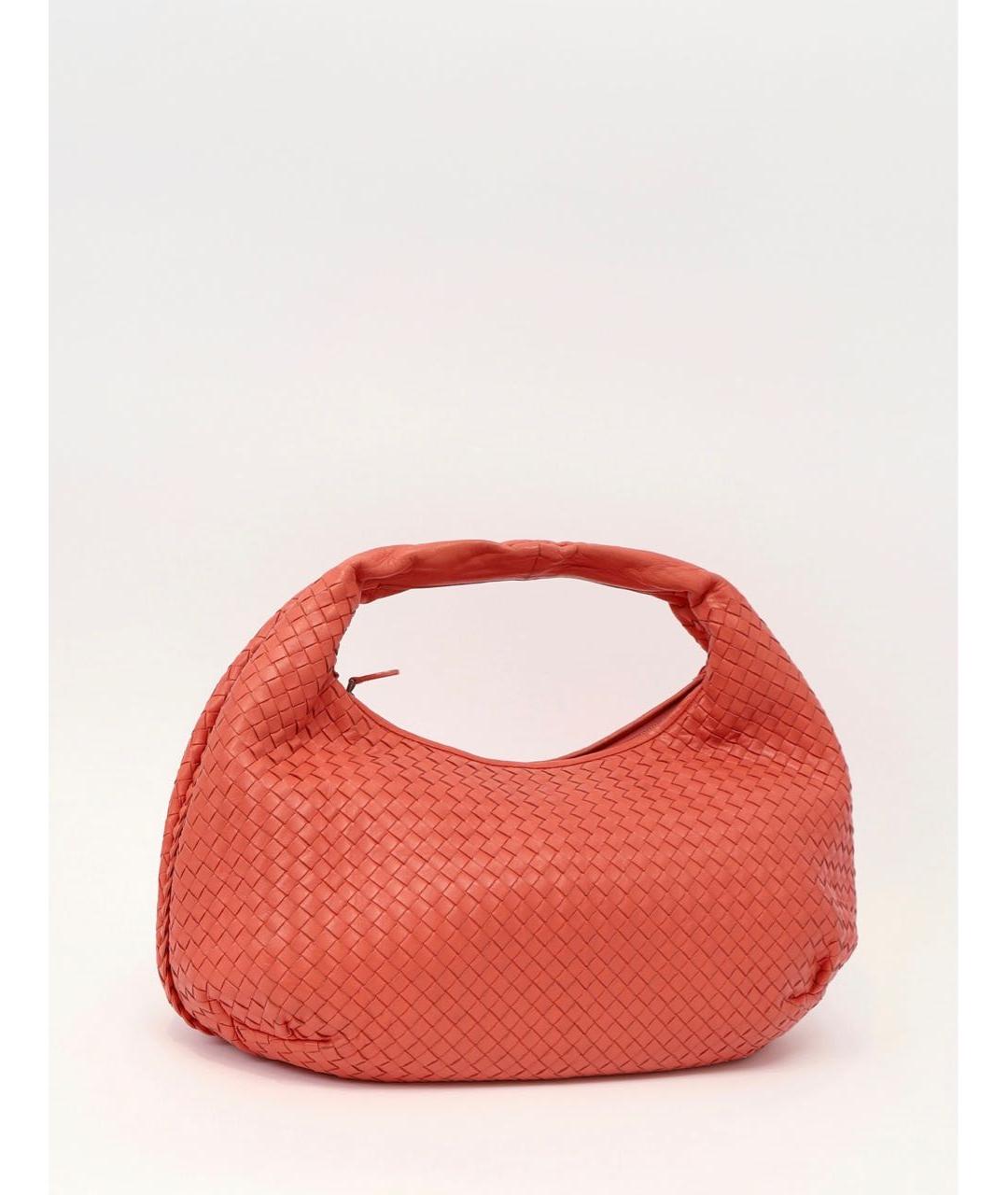 BOTTEGA VENETA Коралловая кожаная сумка тоут, фото 8