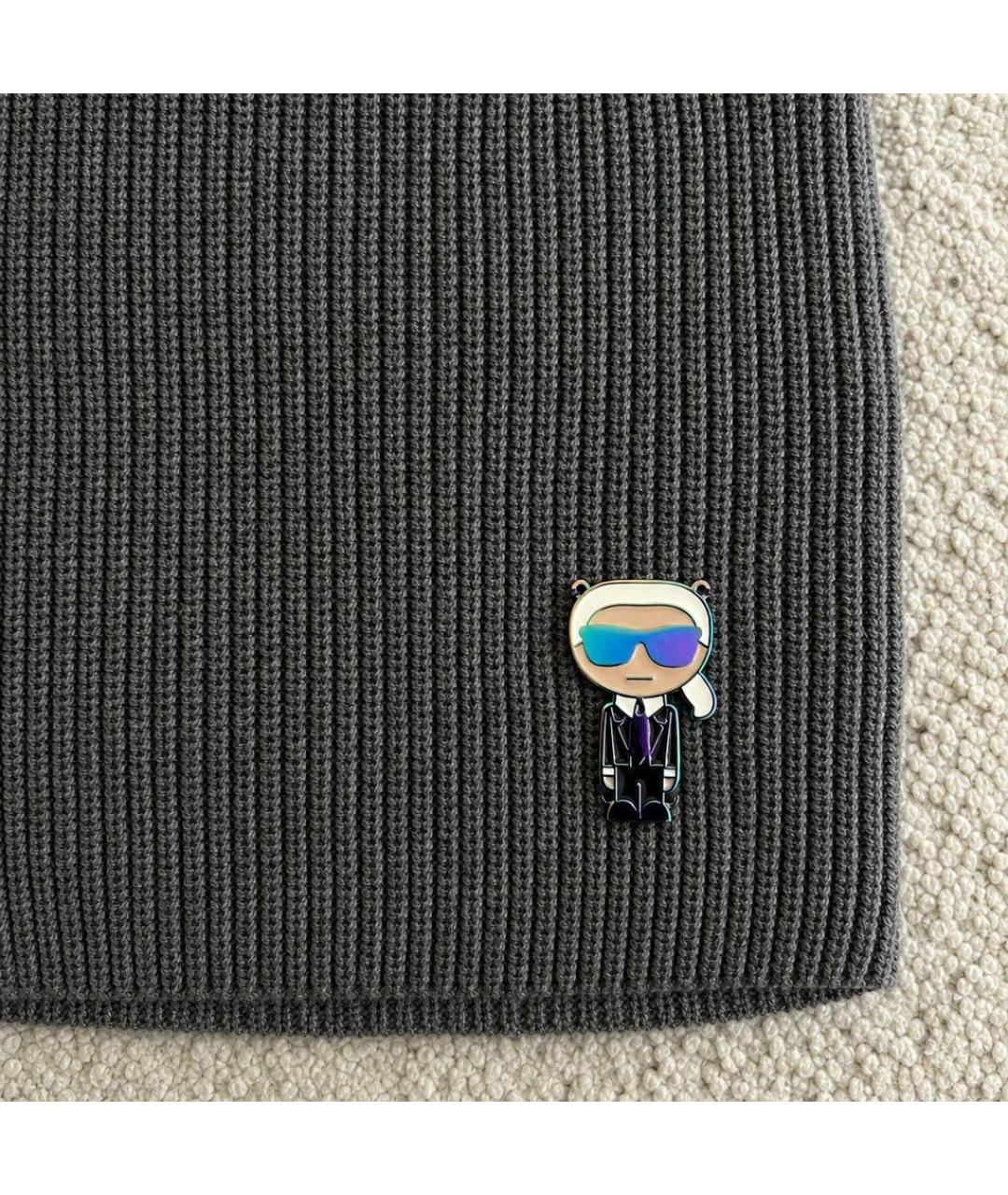 KARL LAGERFELD Серый шарф, фото 6