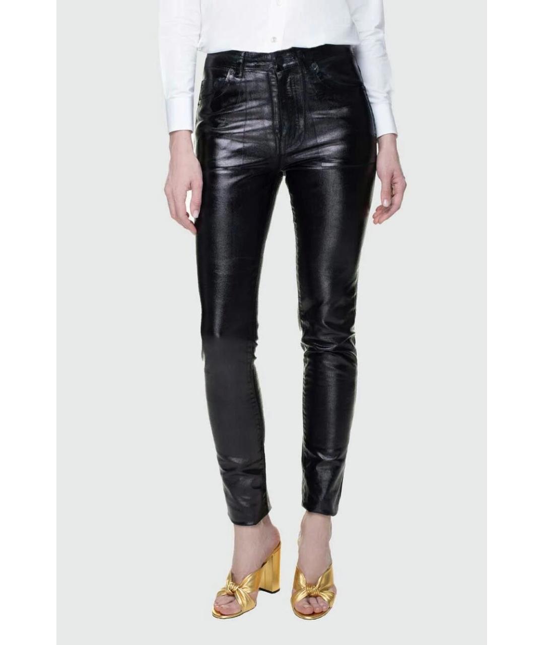 SAINT LAURENT Черные хлопковые брюки узкие, фото 2