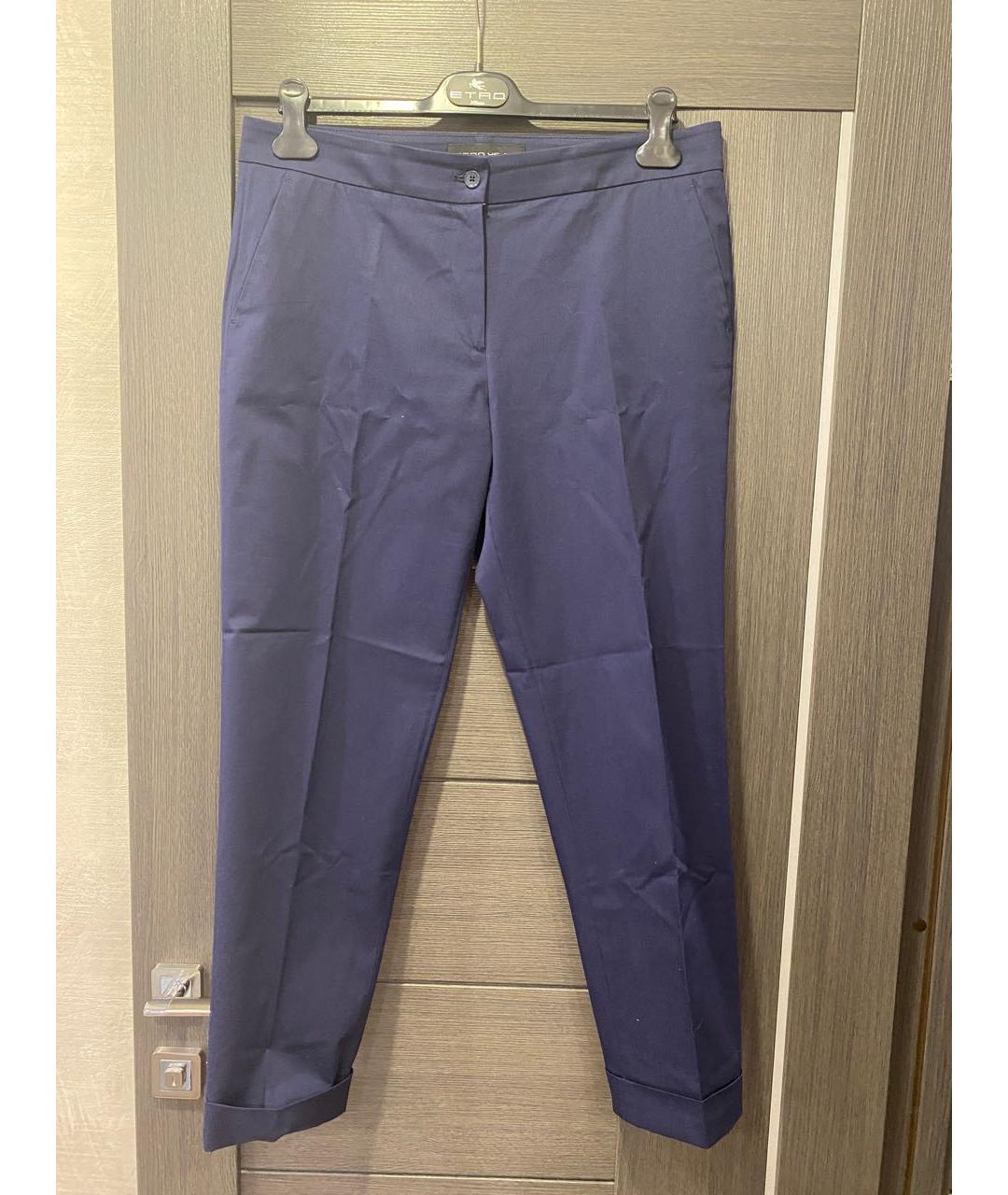 ETRO Темно-синие хлопко-эластановые прямые брюки, фото 4