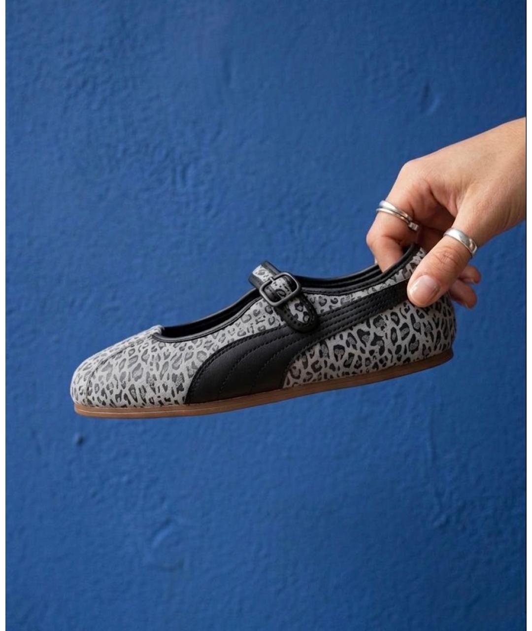 PUMA Серые балетки из искусственной кожи, фото 4