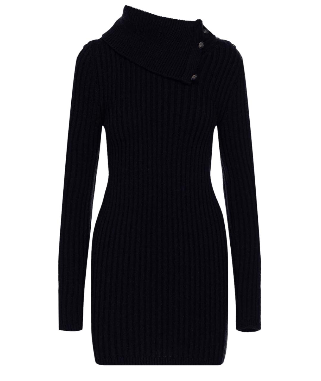 SAINT LAURENT Темно-синее шерстяное коктейльное платье, фото 1