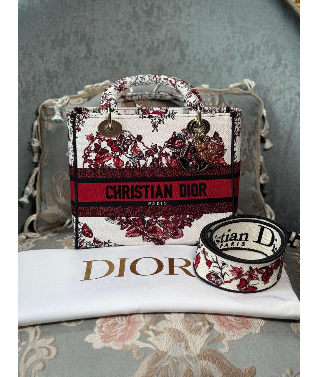 CHRISTIAN DIOR Белая тканевая сумка с короткими ручками, фото 2
