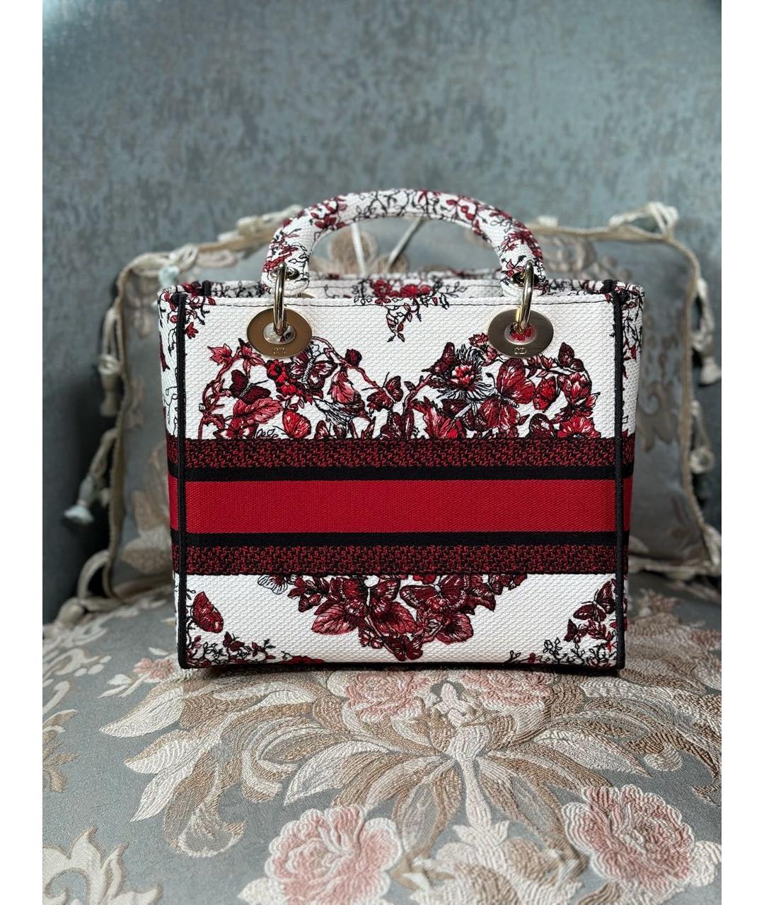 CHRISTIAN DIOR Белая тканевая сумка с короткими ручками, фото 3