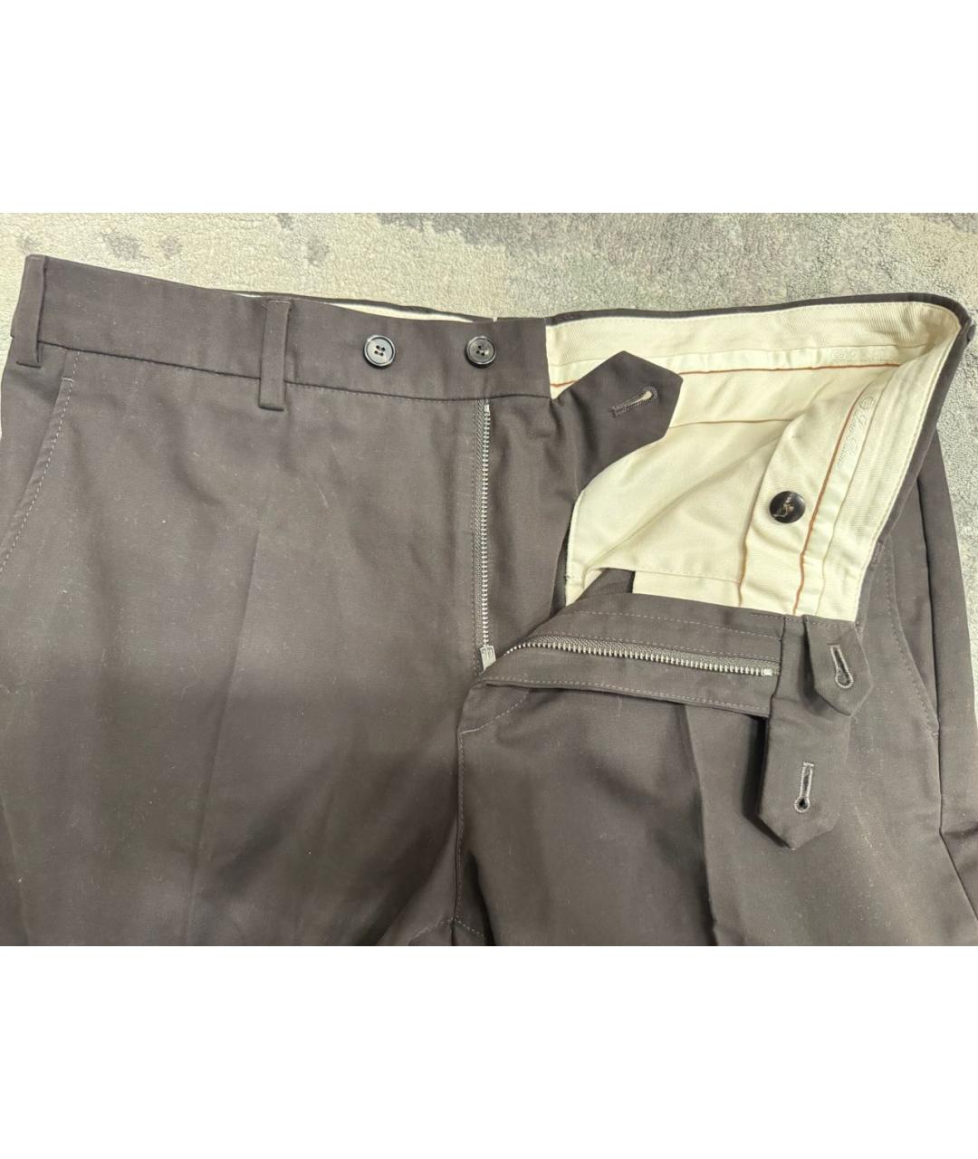 LORO PIANA Коричневые хлопковые брюки широкие, фото 4