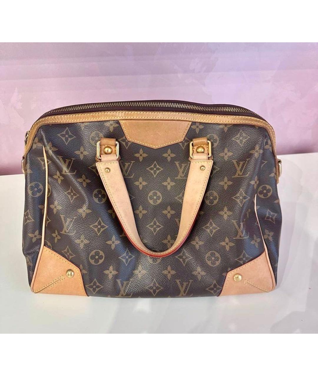 LOUIS VUITTON Коричневая сумка с короткими ручками из канвы, фото 6