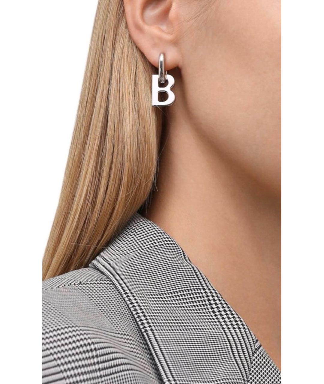 BALENCIAGA Серебряные металлические серьги, фото 4