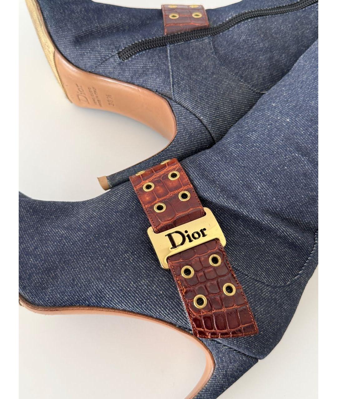 CHRISTIAN DIOR Темно-синие текстильные сапоги, фото 7