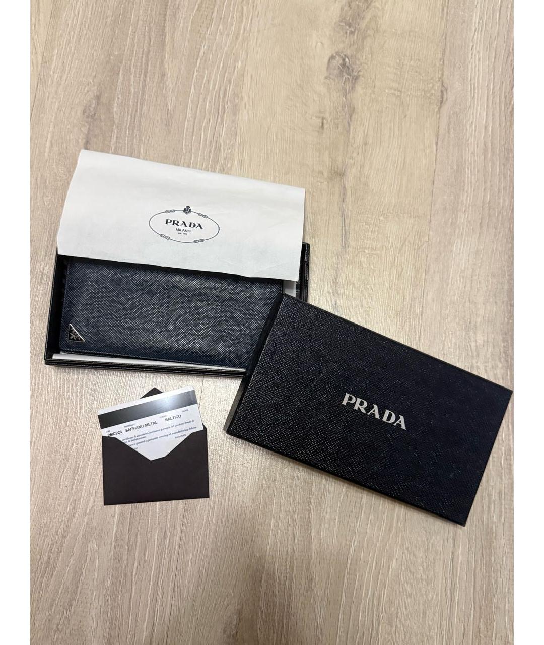 PRADA Темно-синий кожаный кошелек, фото 3