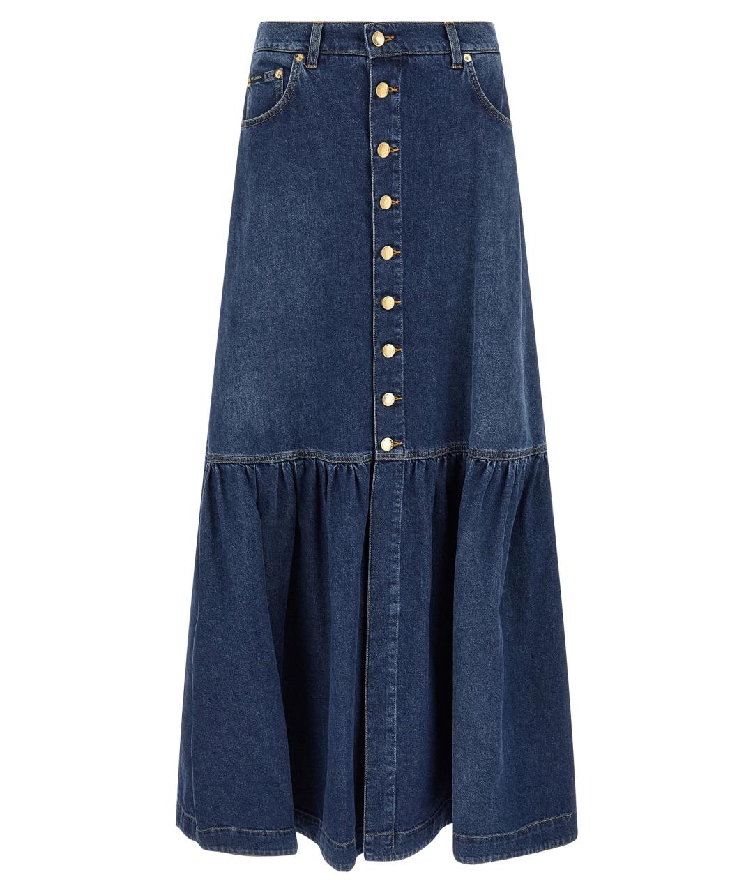 DOLCE&GABBANA Синяя хлопковая юбка макси, фото 1