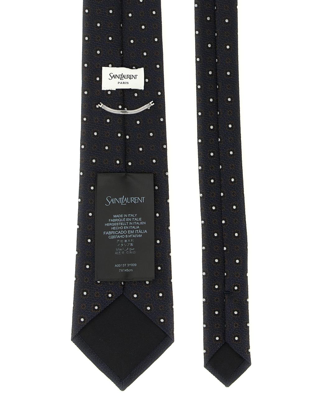 SAINT LAURENT Синий шелковый галстук, фото 2