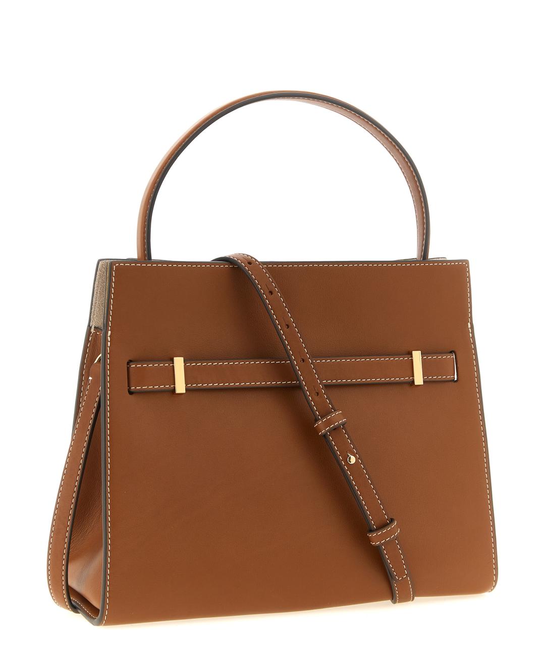 TORY BURCH Коричневая кожаная сумка тоут, фото 2