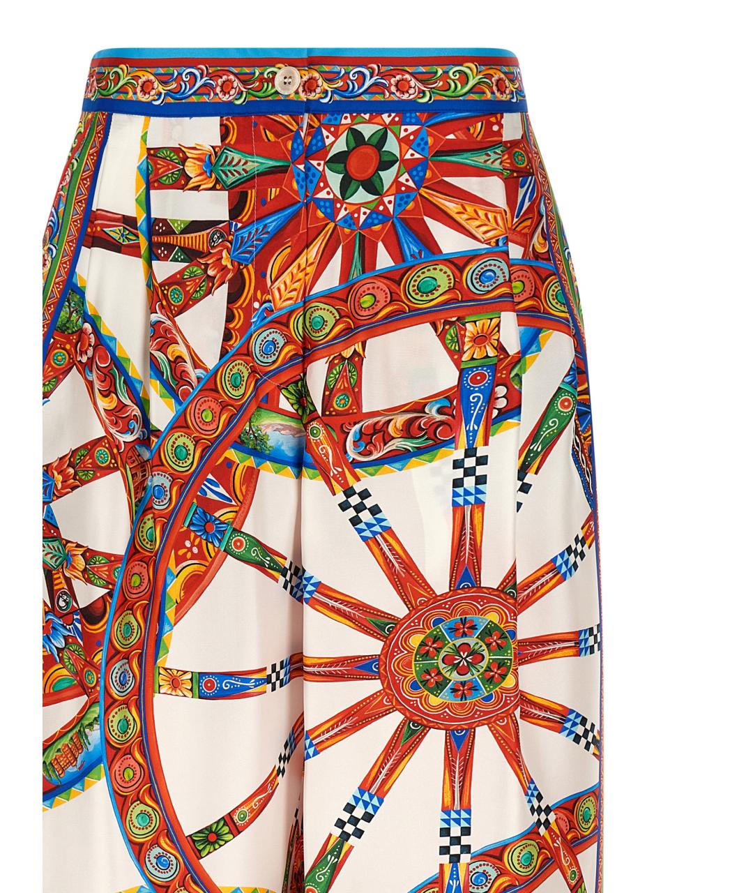 DOLCE&GABBANA Мульти шелковые прямые брюки, фото 3