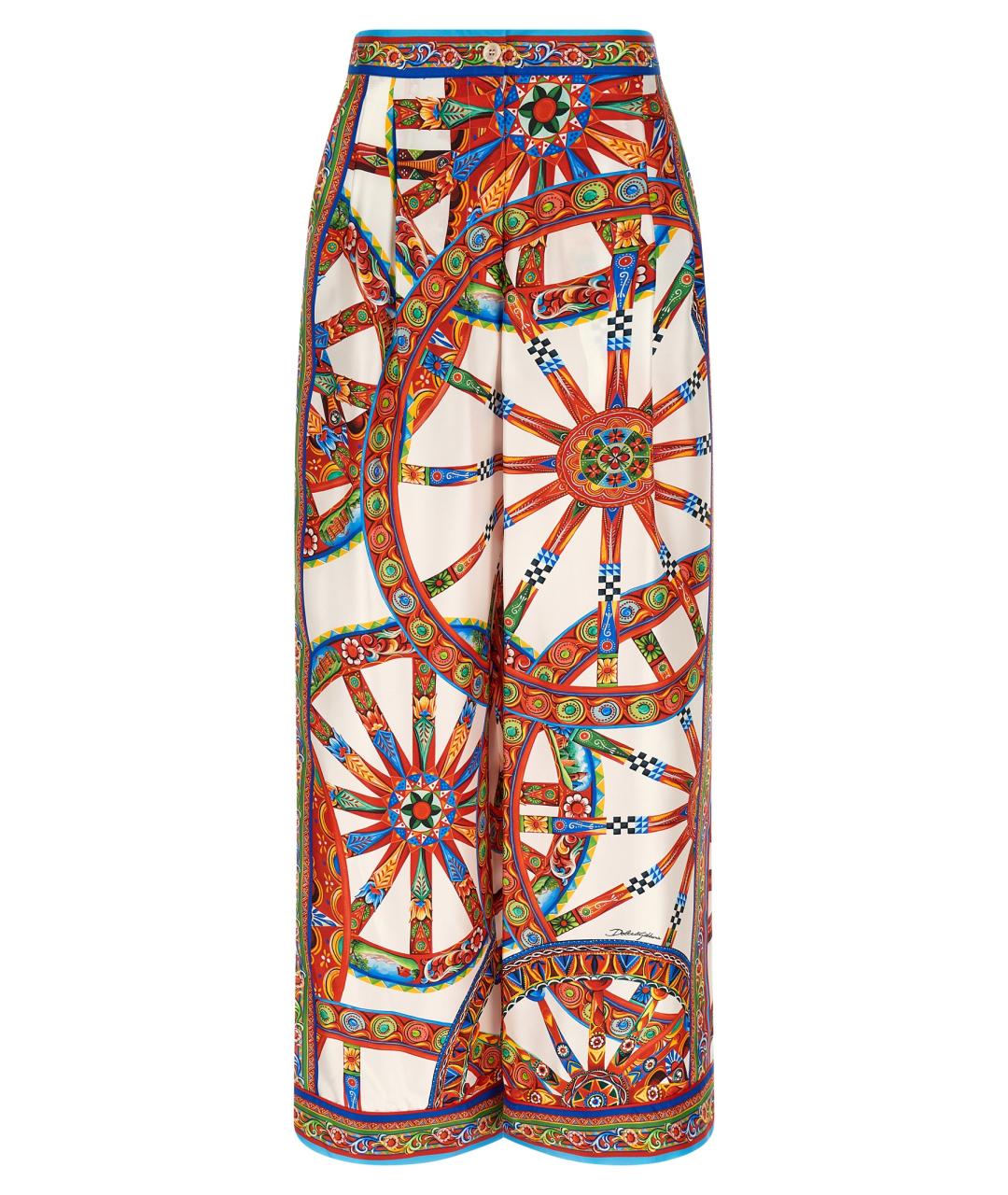 DOLCE&GABBANA Мульти шелковые прямые брюки, фото 1