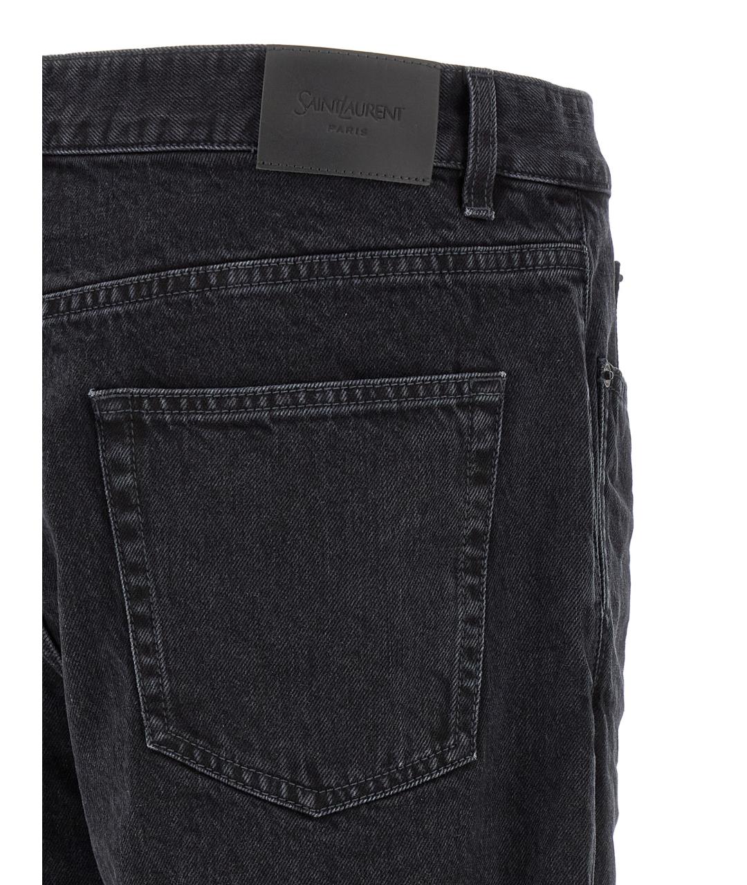 SAINT LAURENT Черные хлопковые прямые джинсы, фото 4