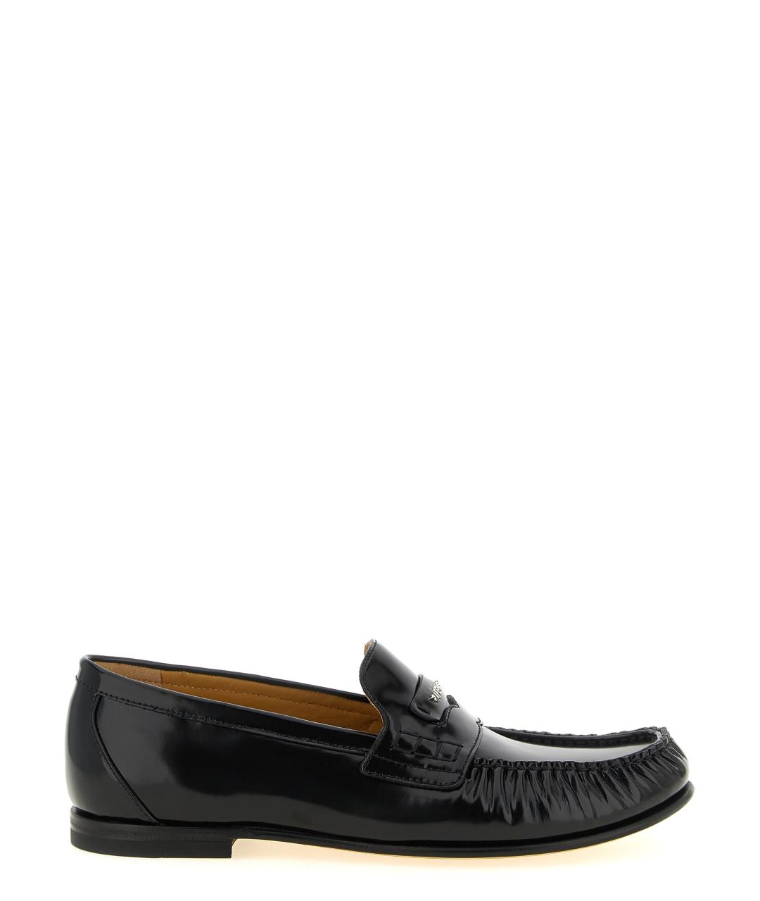 FENDI Черные кожаные лоферы, фото 1