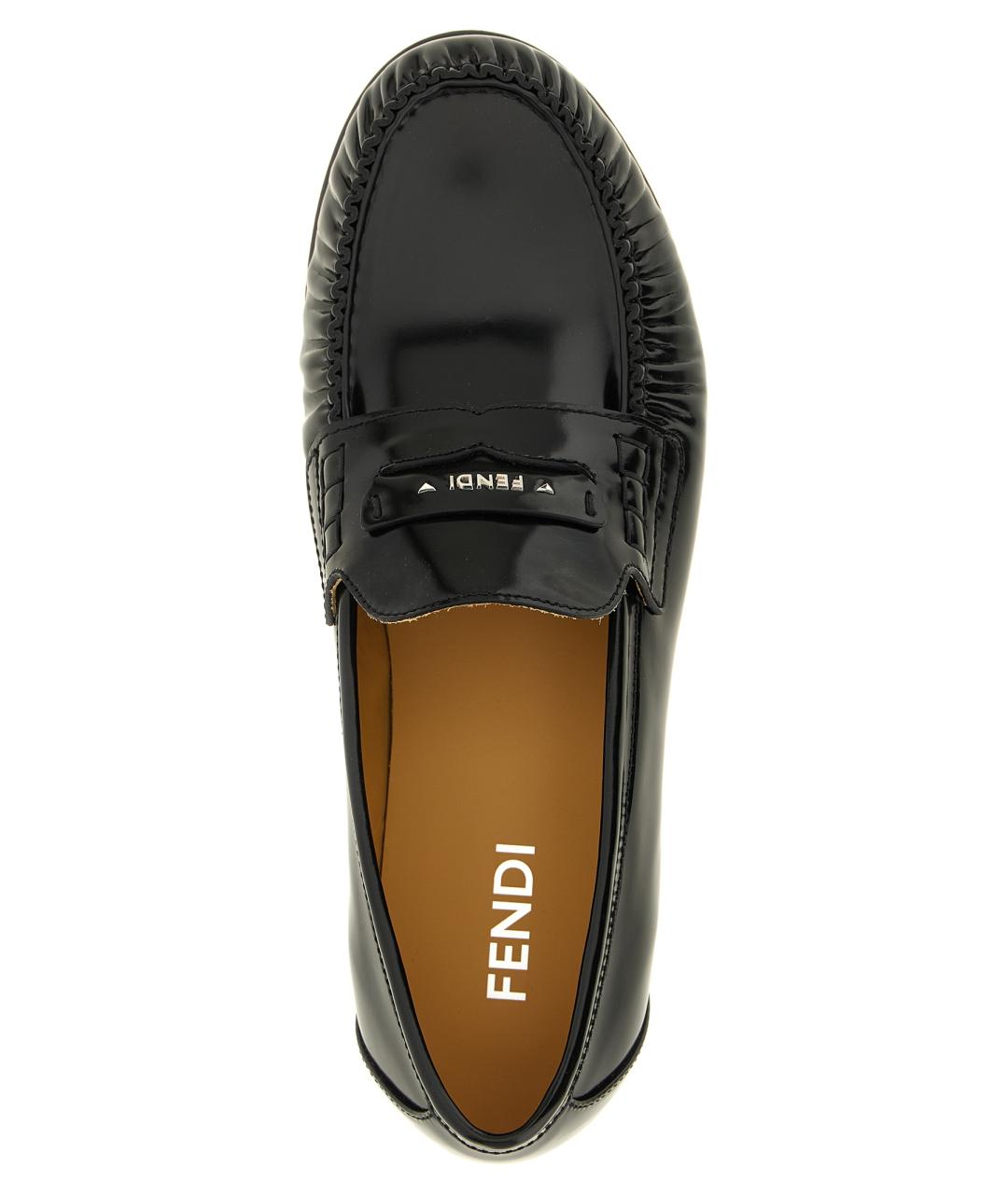 FENDI Черные кожаные лоферы, фото 4