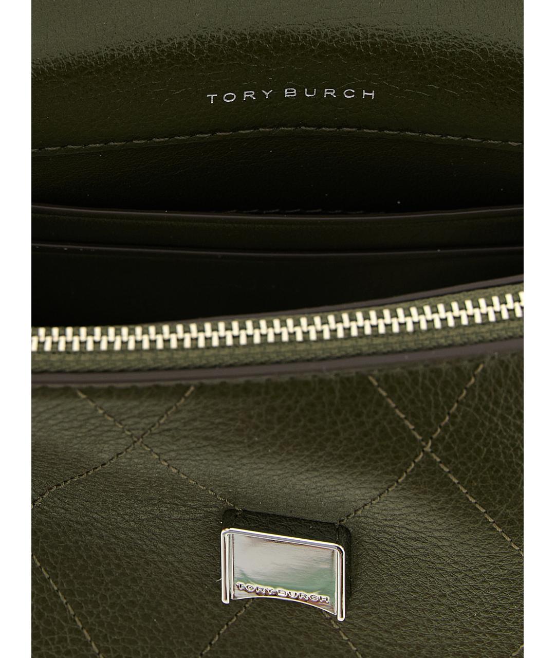 TORY BURCH Зеленая кожаная сумка тоут, фото 4