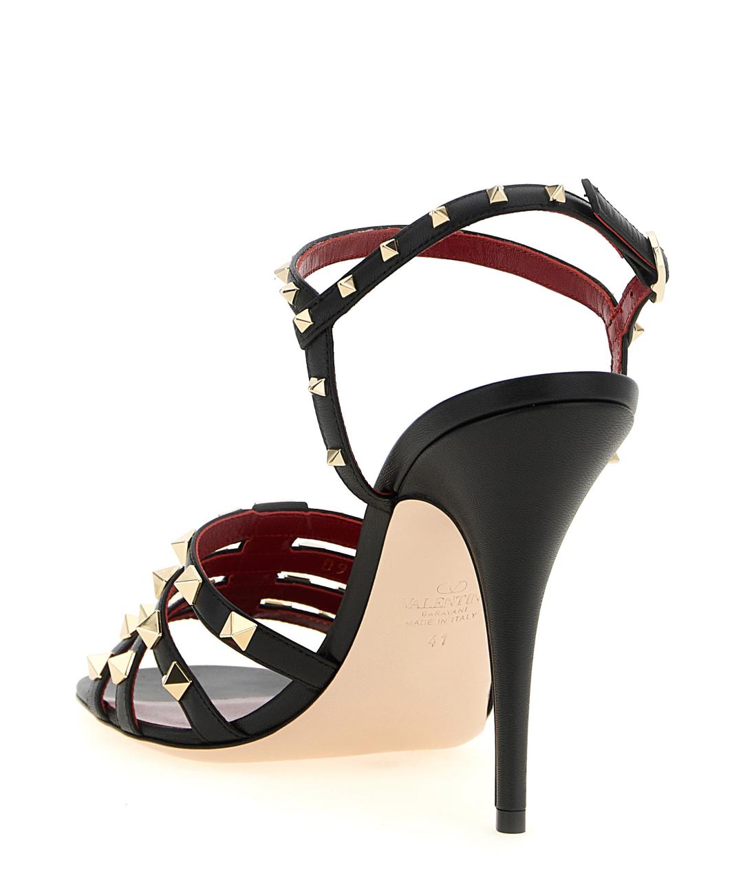 VALENTINO Черные кожаные босоножки, фото 3