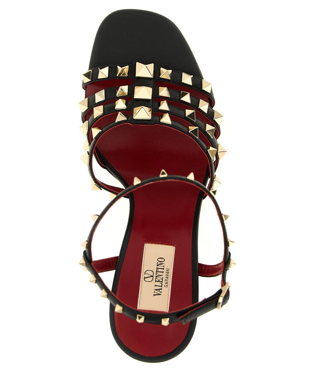 VALENTINO Черные кожаные босоножки, фото 4