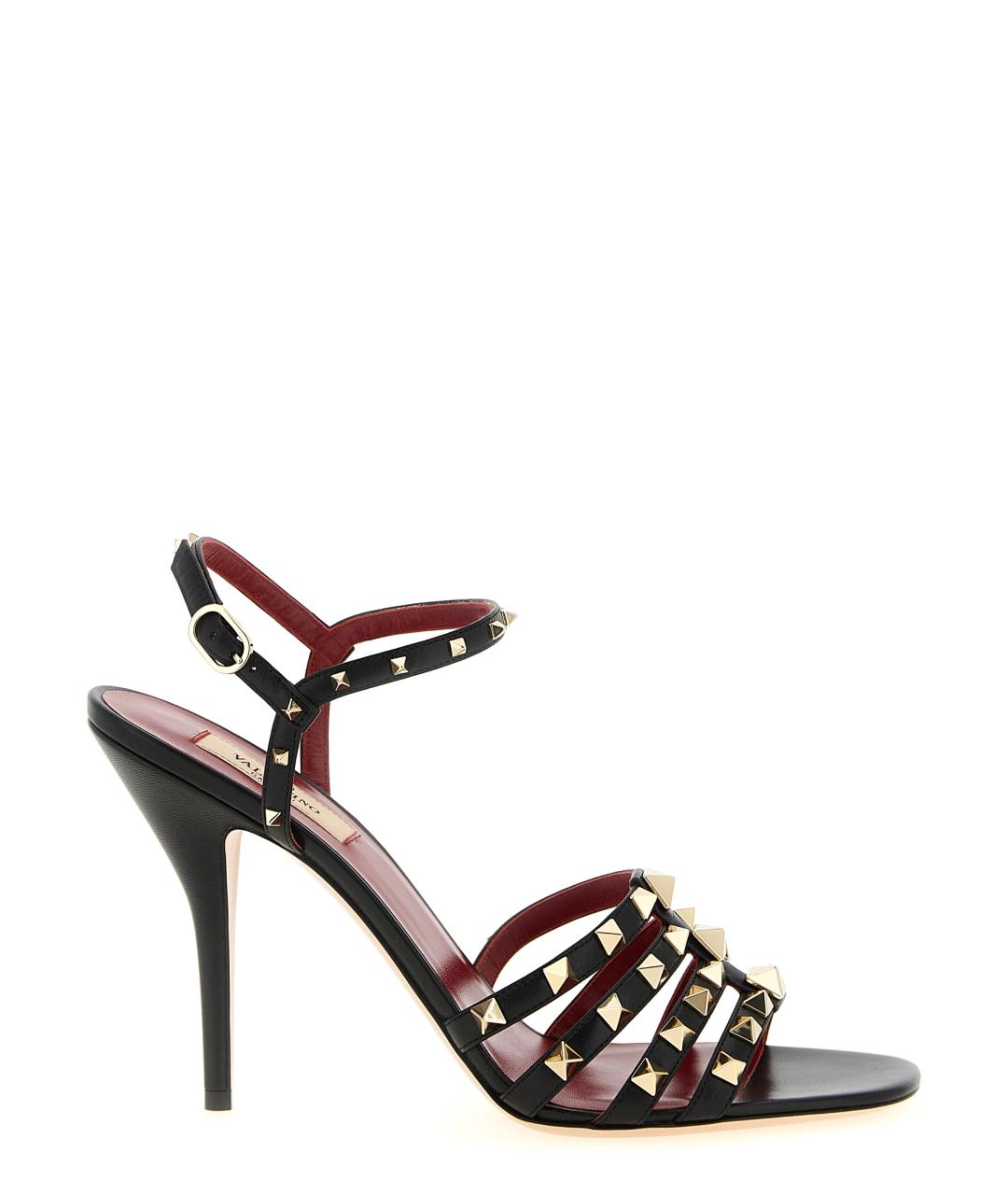 VALENTINO Черные кожаные босоножки, фото 1