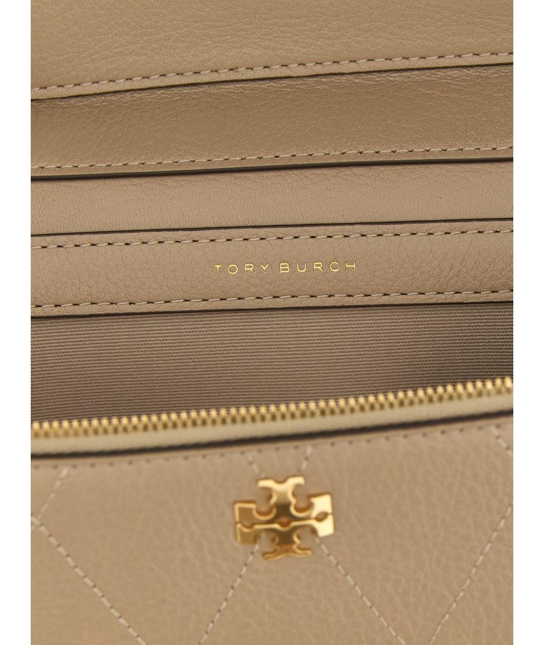 TORY BURCH Бежевая кожаная сумка через плечо, фото 4