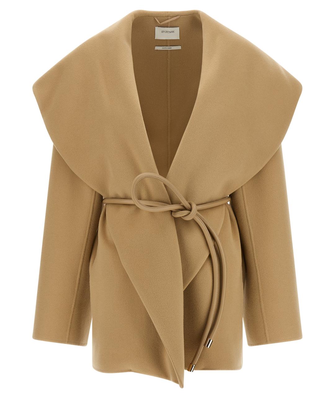 SPORTMAX Бежевое шерстяное пальто, фото 1