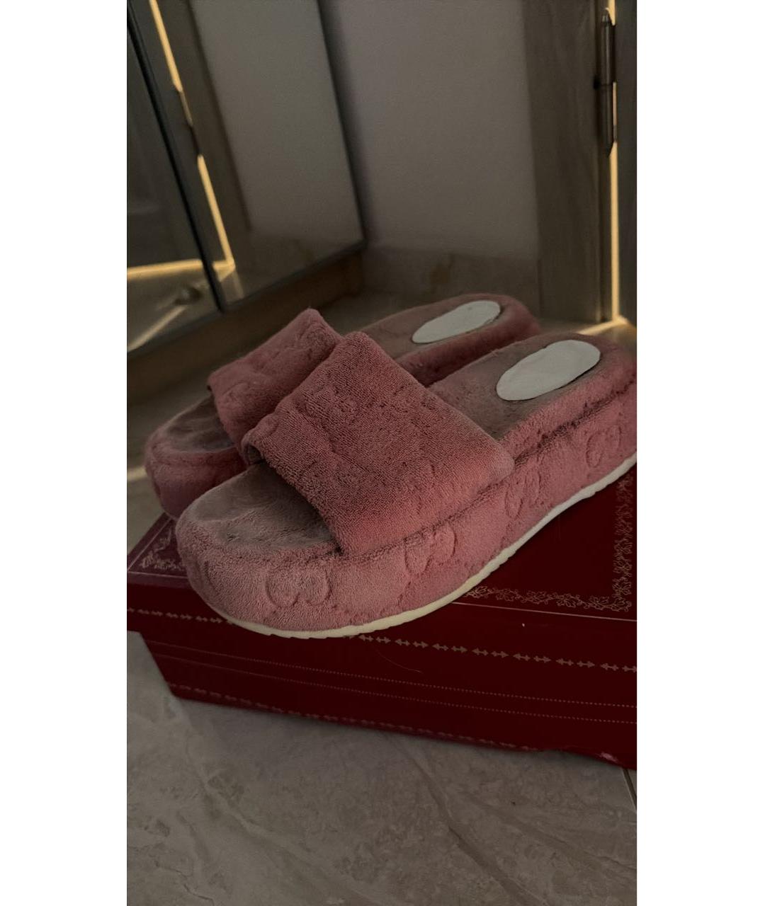 GUCCI Розовые текстильные босоножки, фото 2
