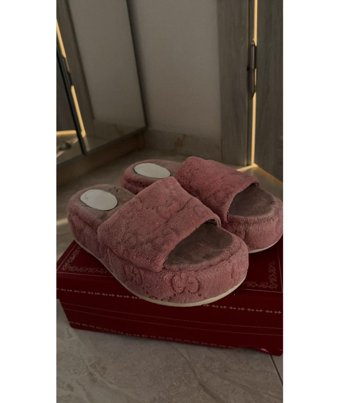 GUCCI Розовые текстильные босоножки, фото 3