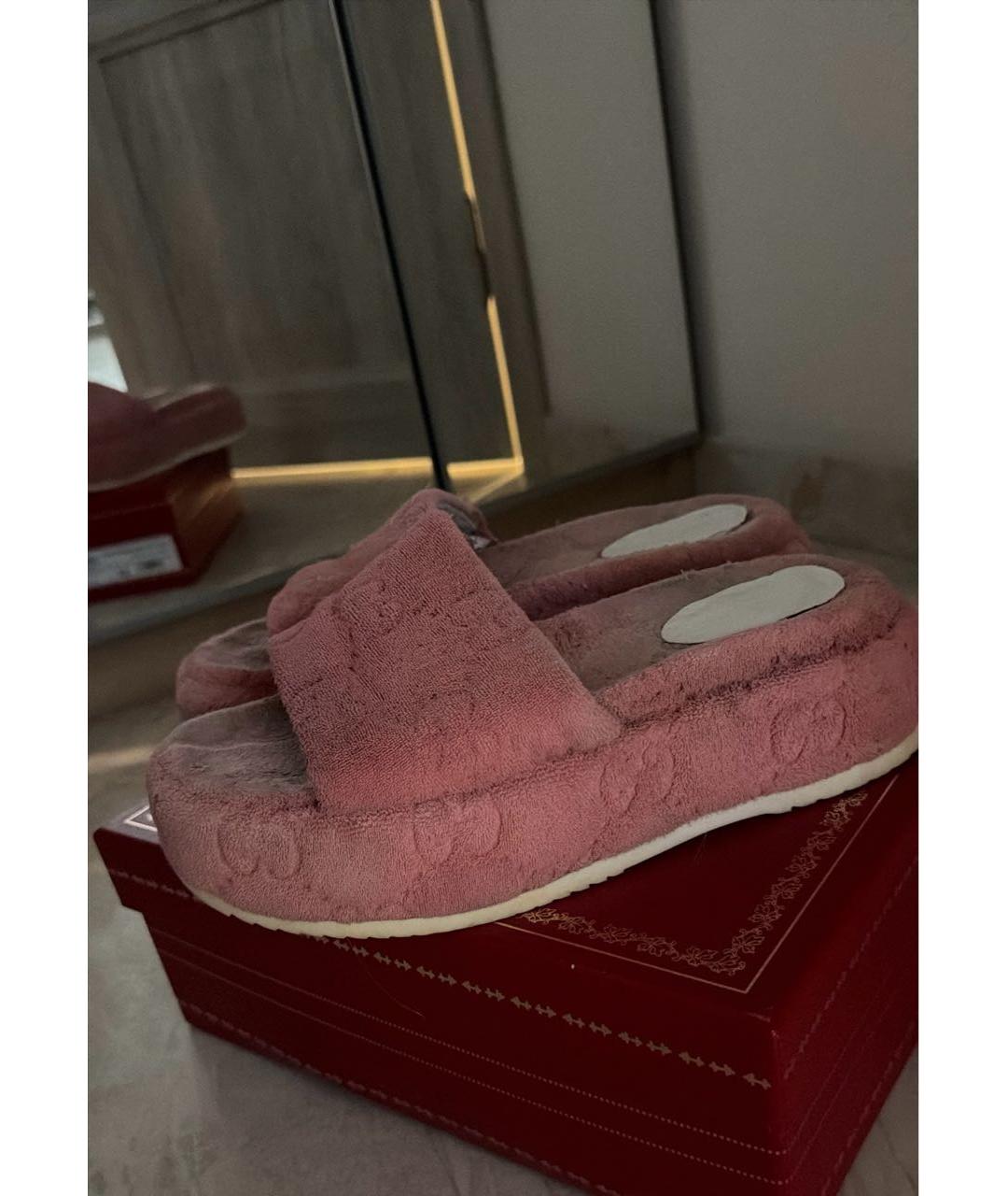 GUCCI Розовые текстильные босоножки, фото 4