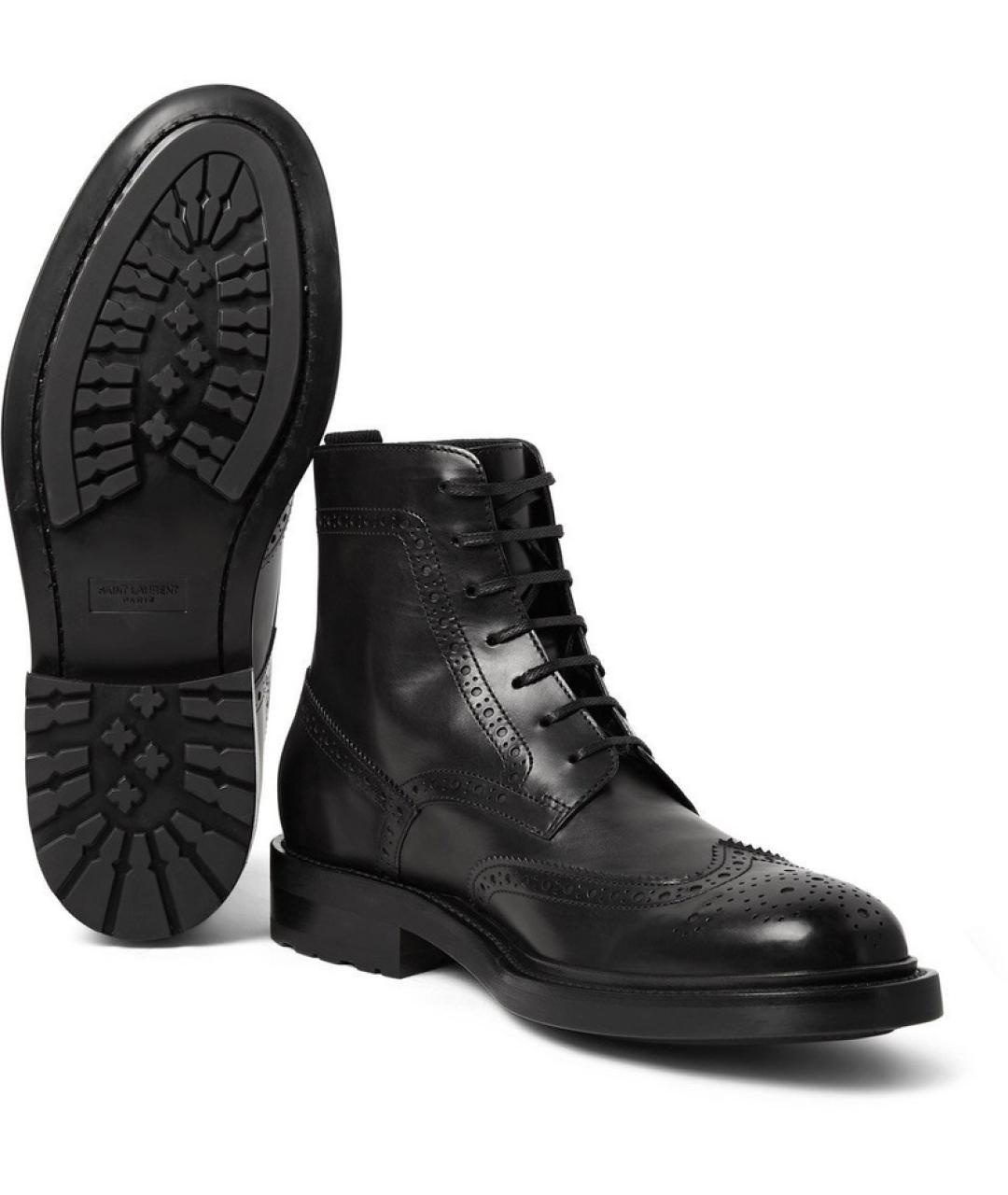 SAINT LAURENT Черные кожаные ботинки, фото 3