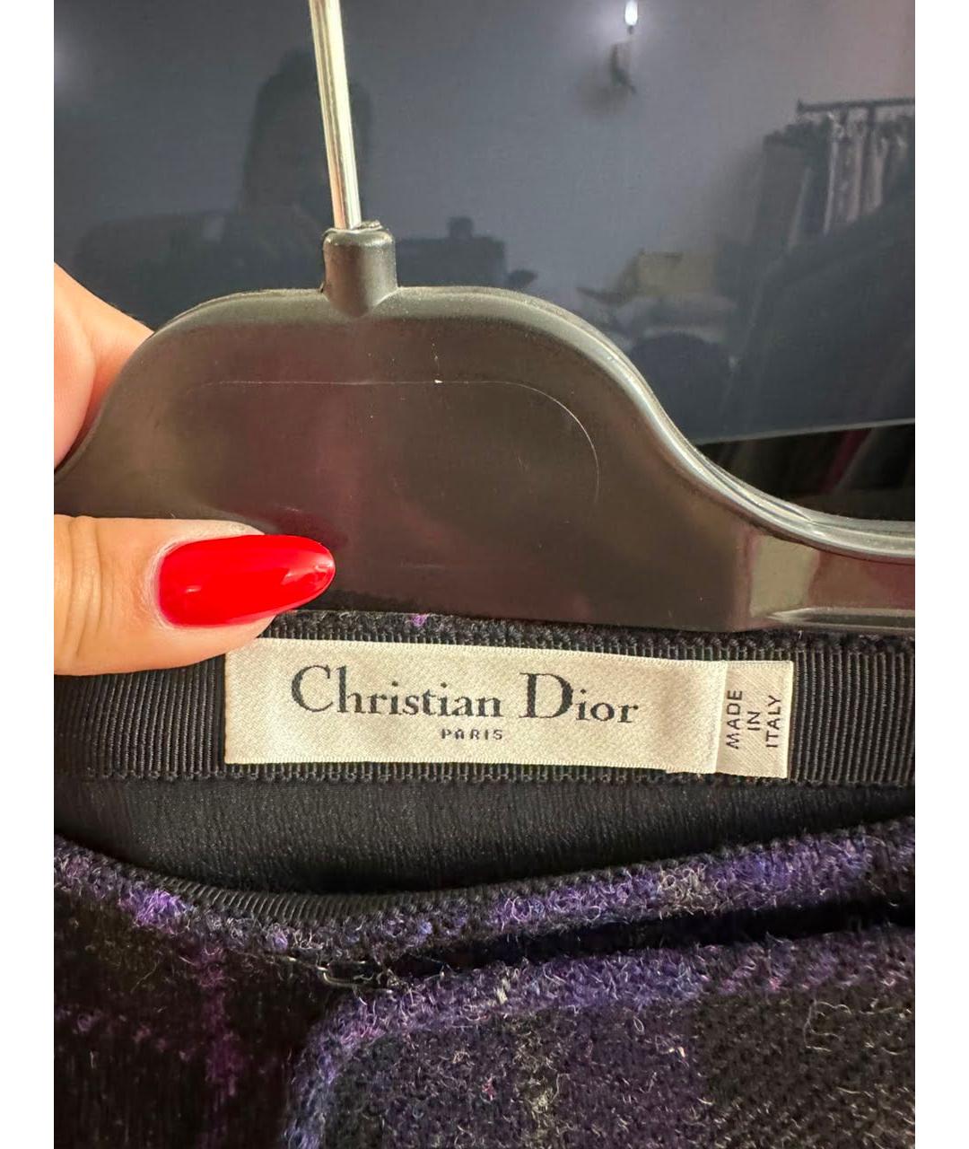 CHRISTIAN DIOR Темно-синяя шерстяная юбка миди, фото 4
