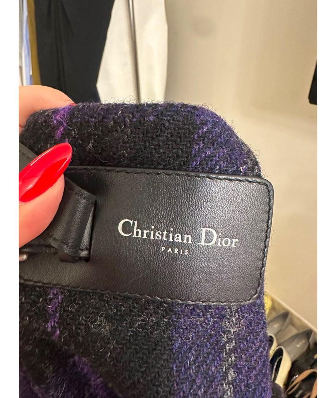 CHRISTIAN DIOR Темно-синяя шерстяная юбка миди, фото 5