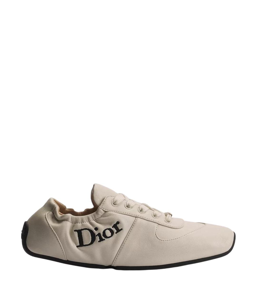CHRISTIAN DIOR Бежевые кожаные кроссовки, фото 1