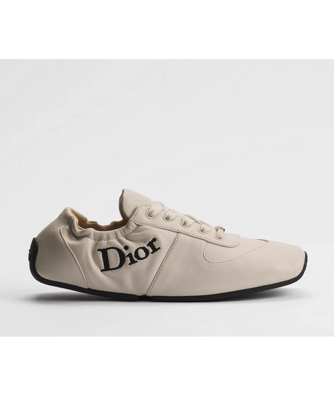 CHRISTIAN DIOR Бежевые кожаные кроссовки, фото 4